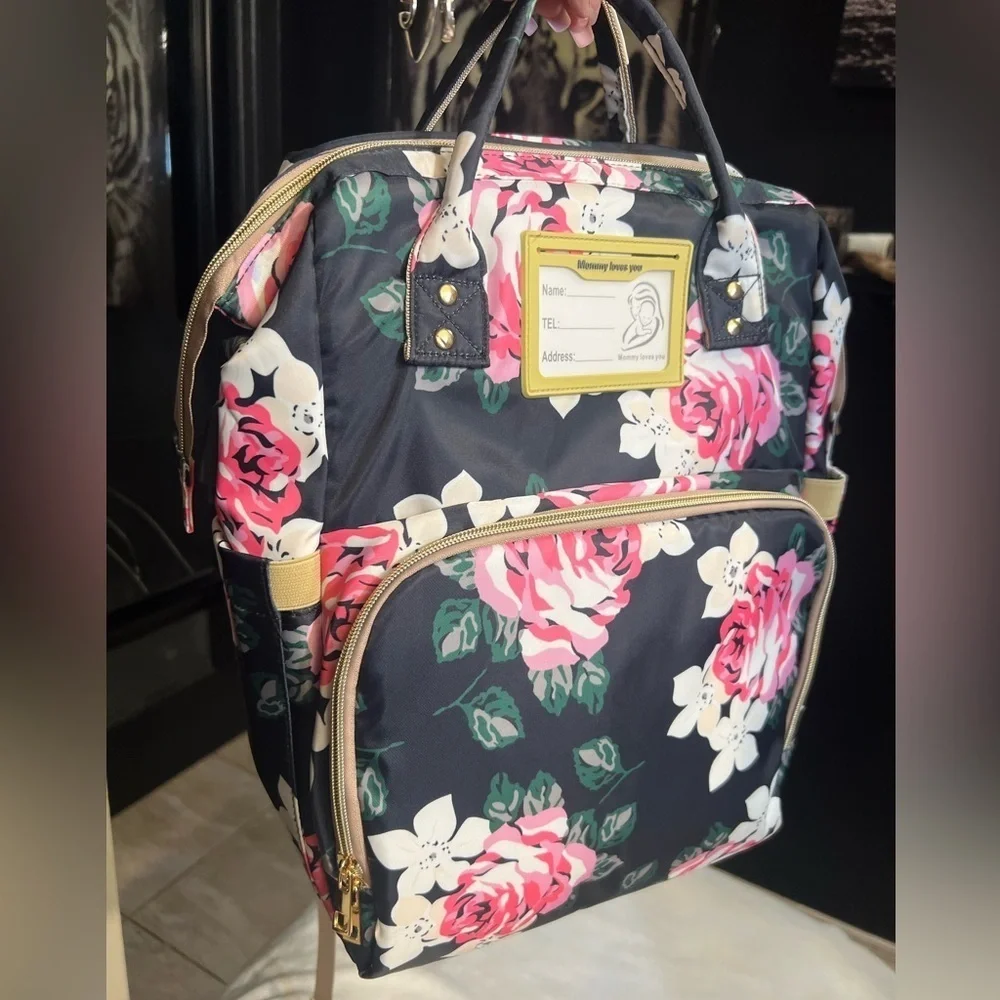 Diaper Bag Large Capacity Bags Floral Durable with Changing Station for Baby-NWT